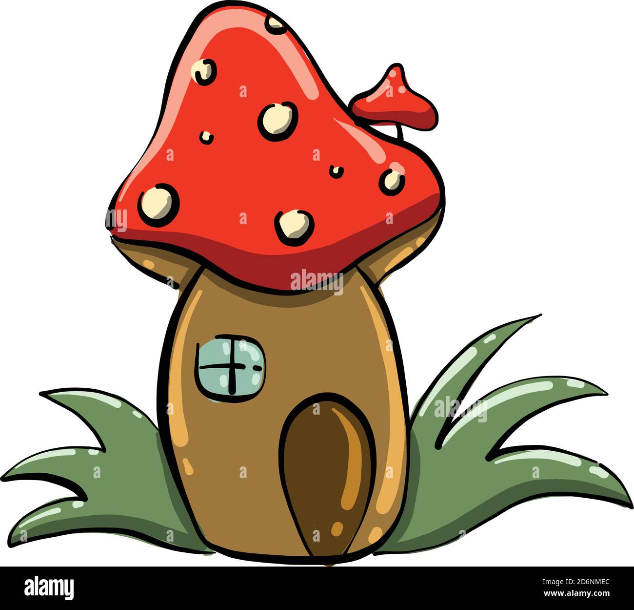 Fungo casa, illustrazione, vettore su sfondo bianco Illustrazione Vettoriale