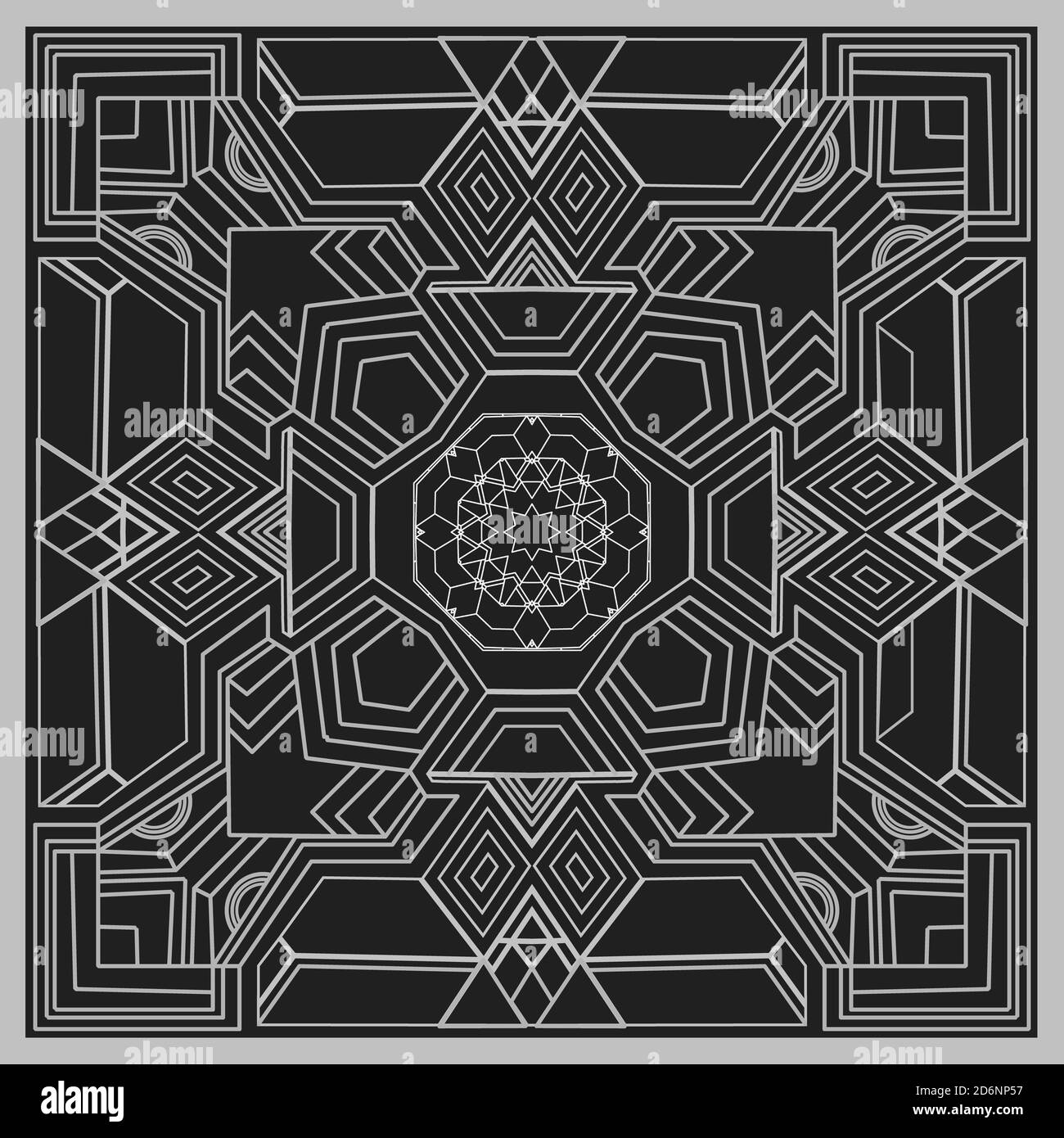 Disegno geometrico astratto della linea del disegno del telaio su bianco e nero sfondo Foto Stock