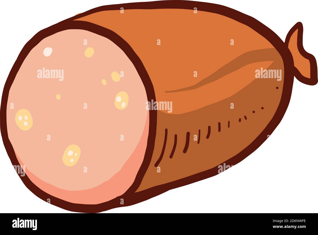 Piccolo pezzo di salsiccia, illustrazione, vettore su sfondo bianco Illustrazione Vettoriale