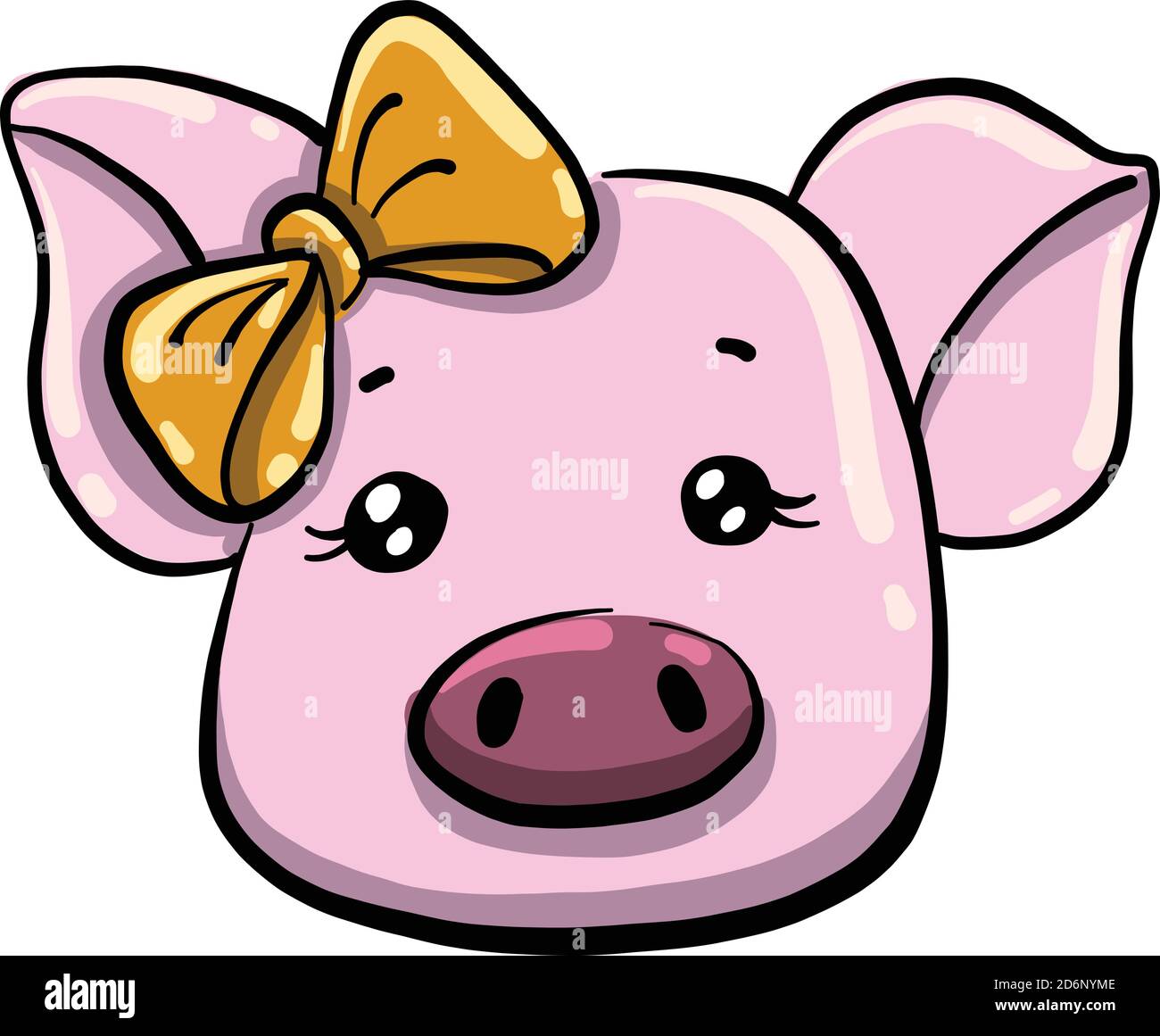Testa di maiale, illustrazione, vettore su sfondo bianco Illustrazione Vettoriale