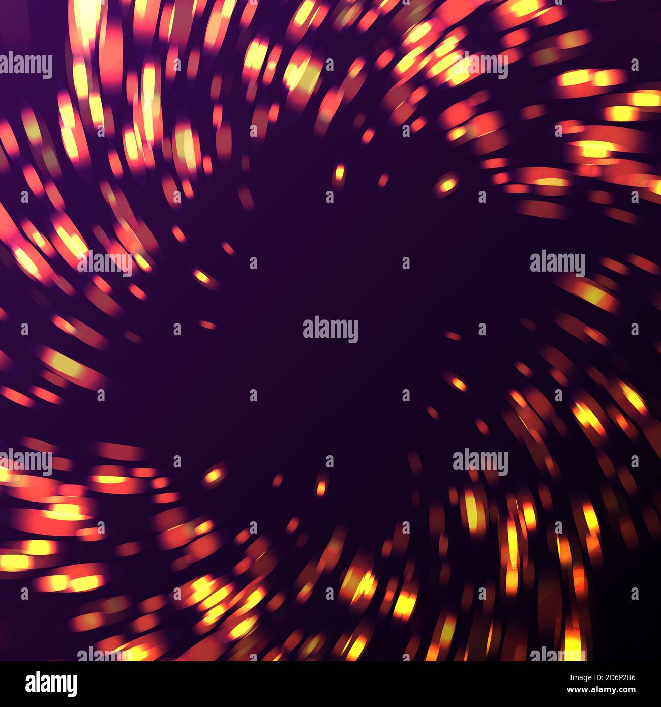 Astratto elemento di sfondo di luci blured esplosione, particelle di fuochi d'artificio scoppiare in torsione su sfondo scuro Illustrazione Vettoriale