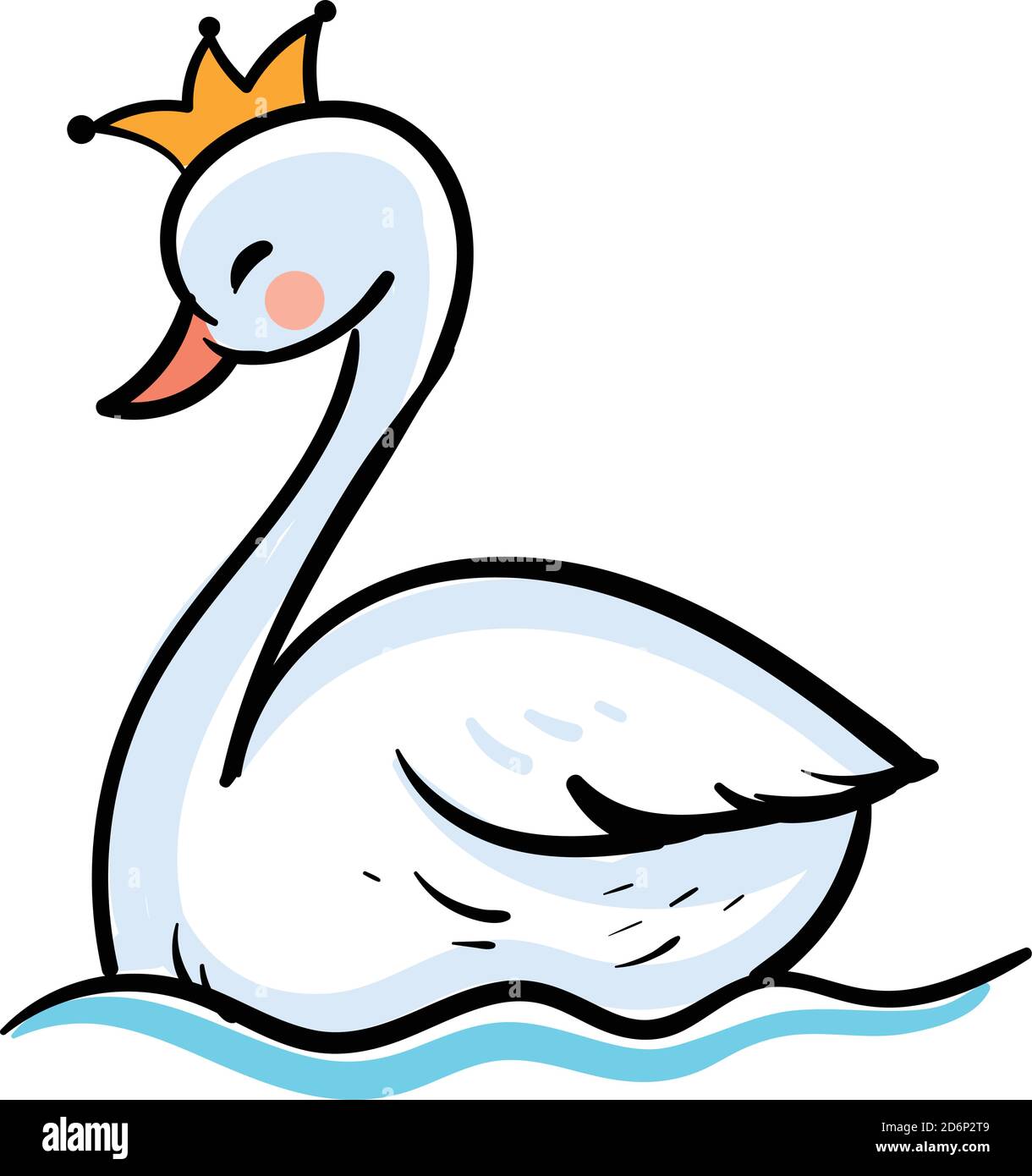 Swan con una corona, illustrazione, vettore su sfondo bianco Illustrazione Vettoriale