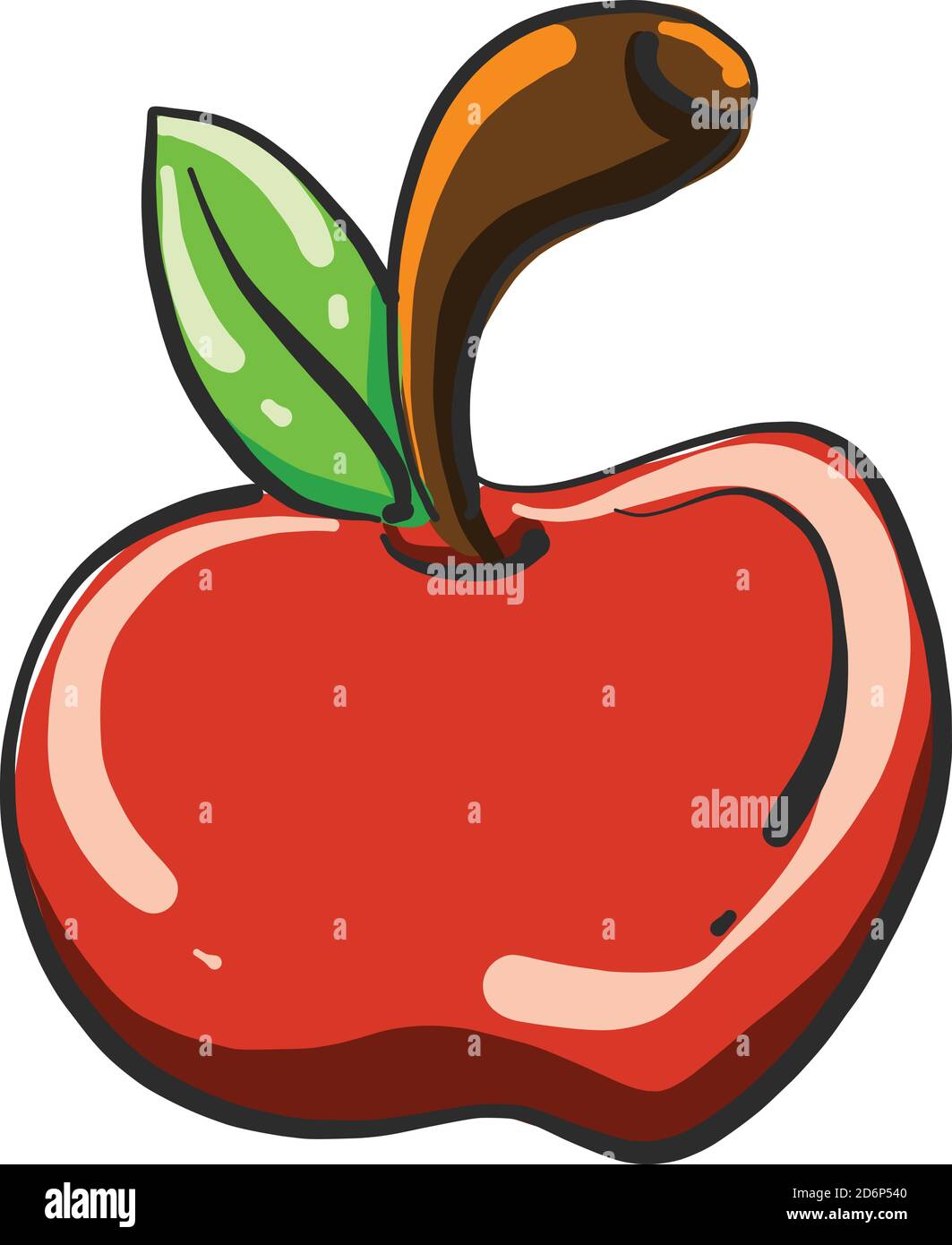 Red apple, illustrazione, vettore su sfondo bianco. Illustrazione Vettoriale