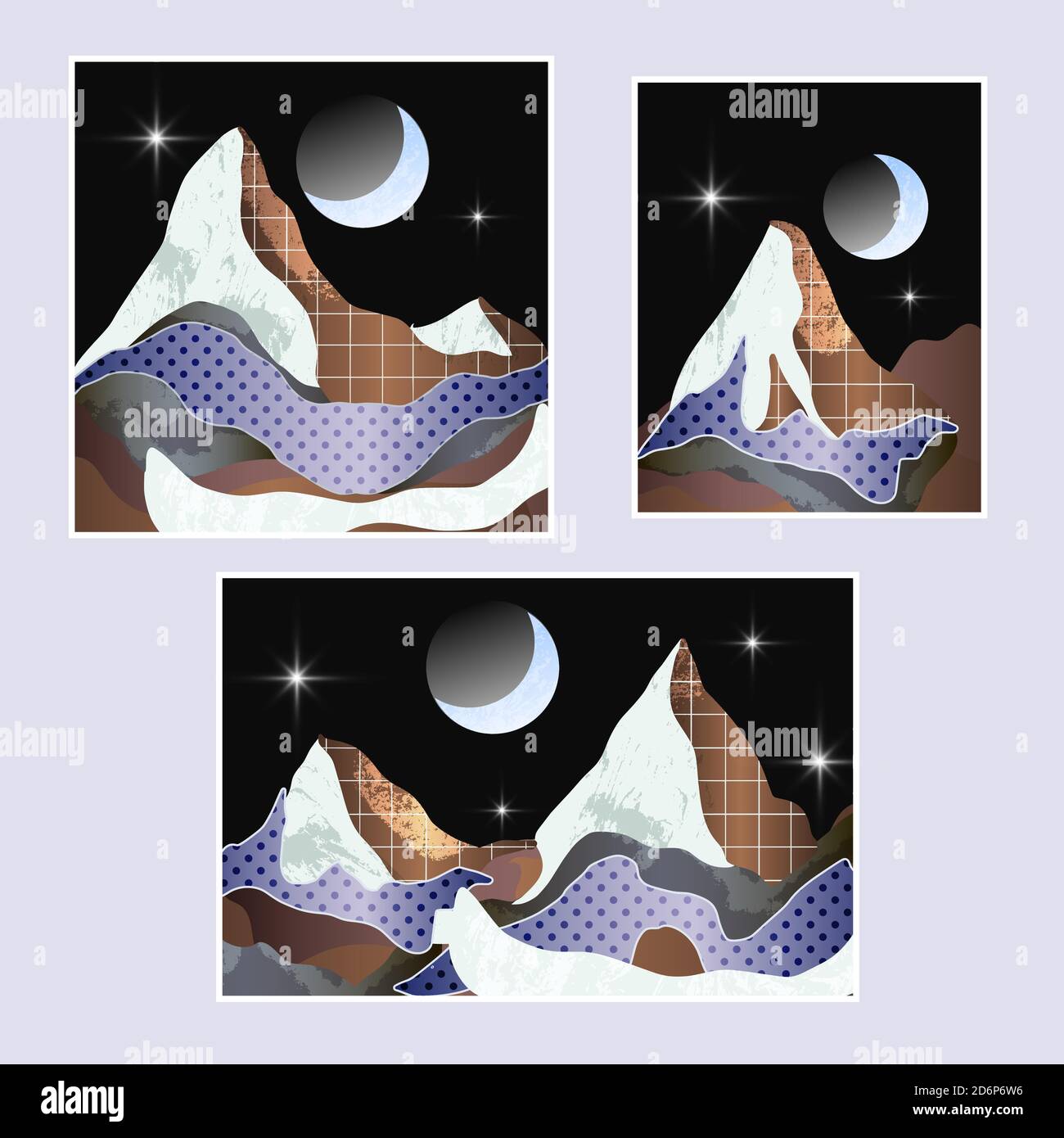 Paesaggio montano con diverse texture. Vettore. Illustrazione Vettoriale