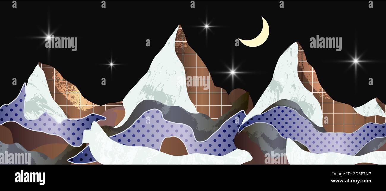 Paesaggio montano con diverse texture. Vettore. Illustrazione Vettoriale