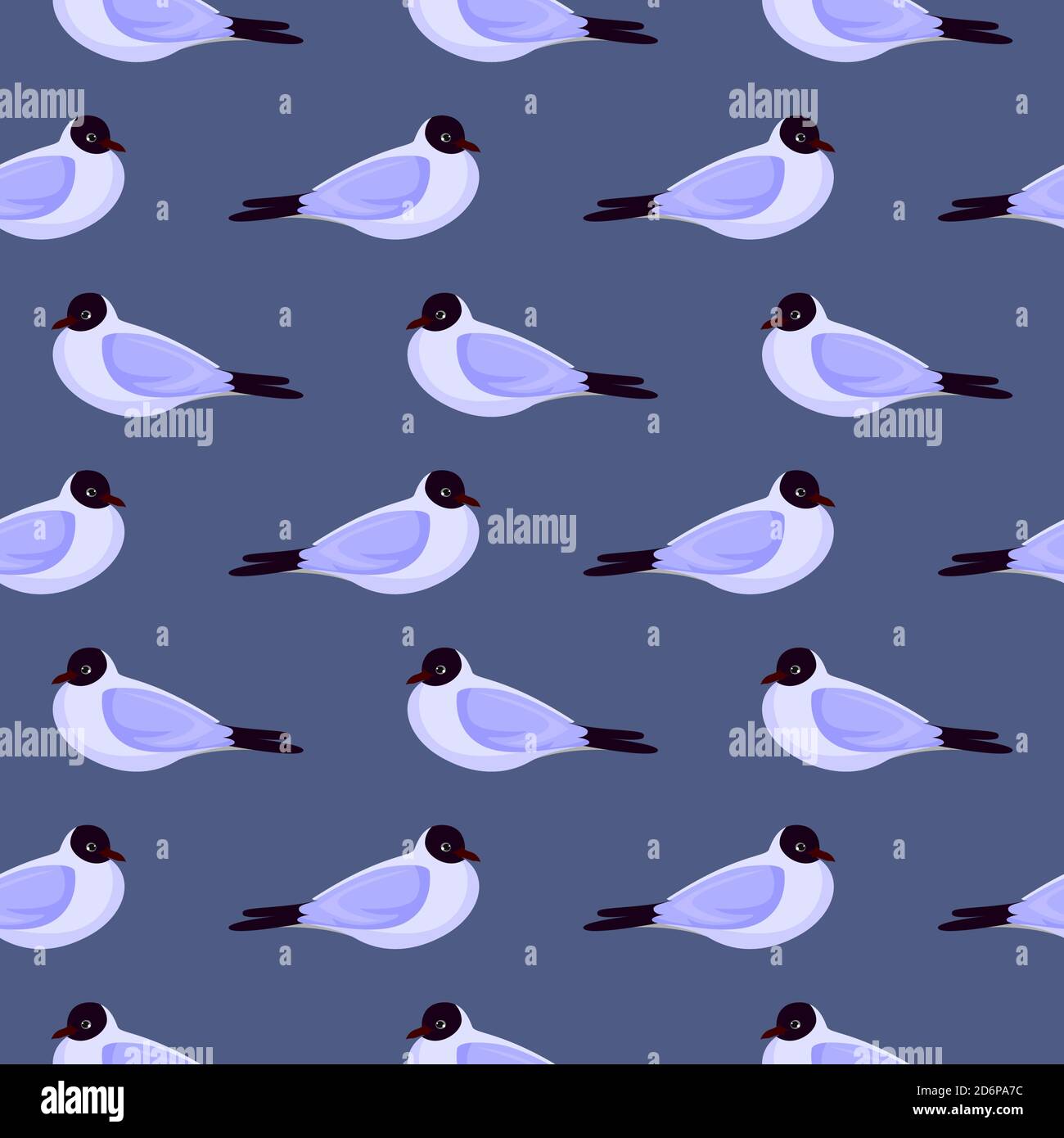 Piccolo gabbiano, motivo senza giunture su sfondo viola. Illustrazione Vettoriale