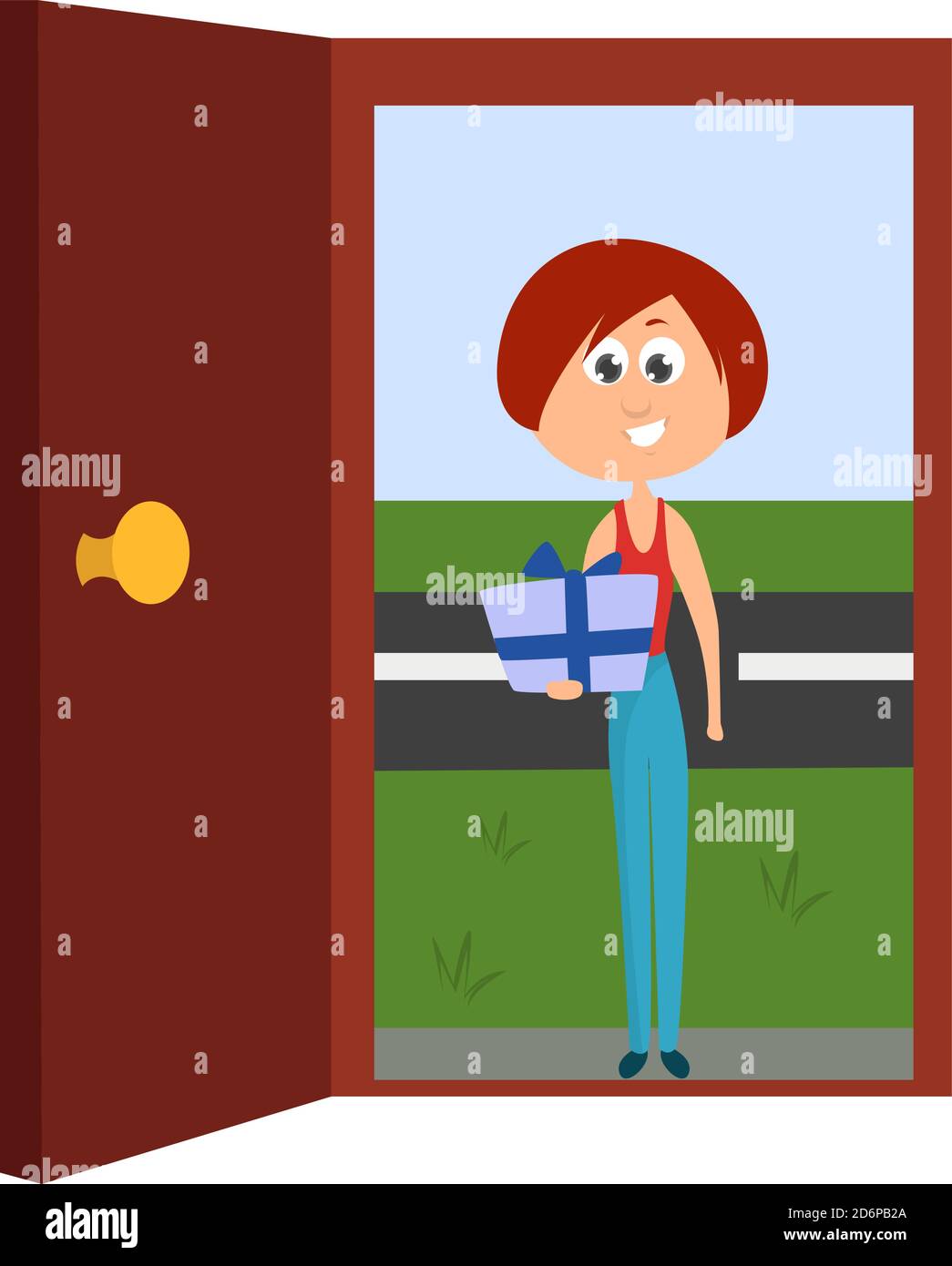 Ospite in casa, illustrazione, vettore su sfondo bianco. Illustrazione Vettoriale