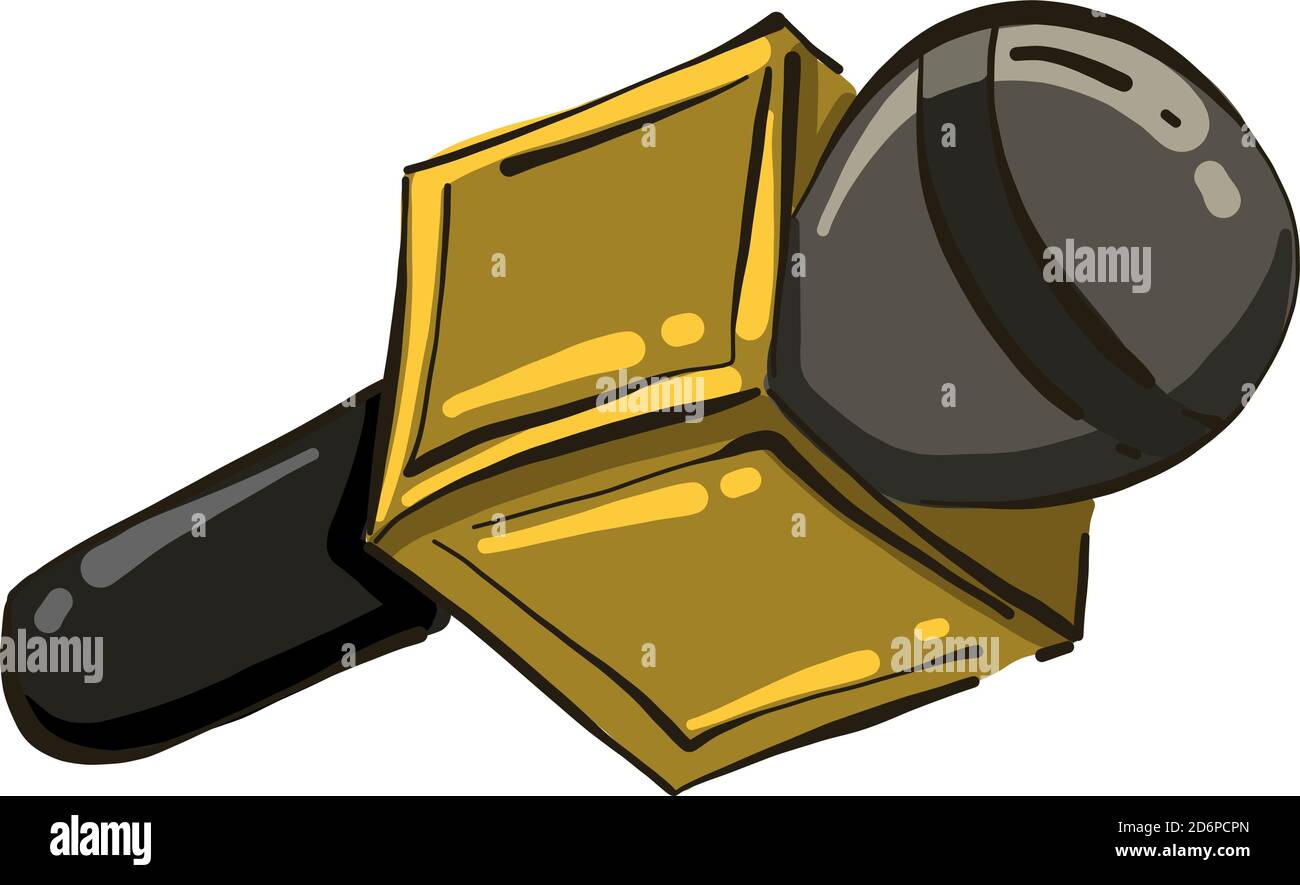Microfono dorato, illustrazione, vettore su sfondo bianco. Illustrazione Vettoriale