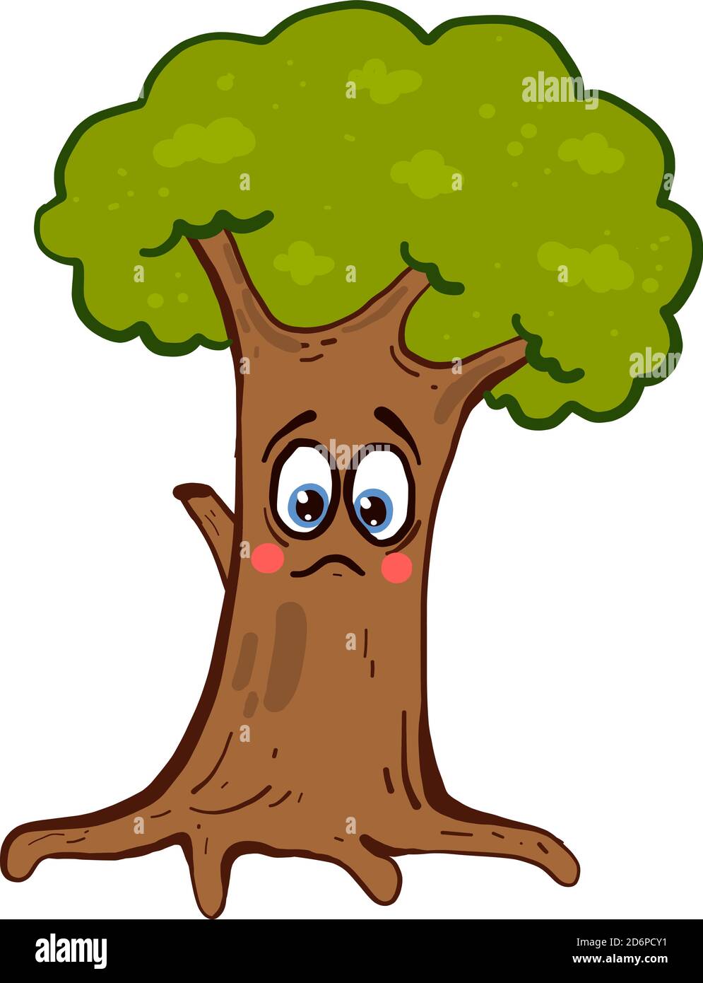 Albero alto triste, illustrazione, vettore su sfondo bianco. Illustrazione Vettoriale