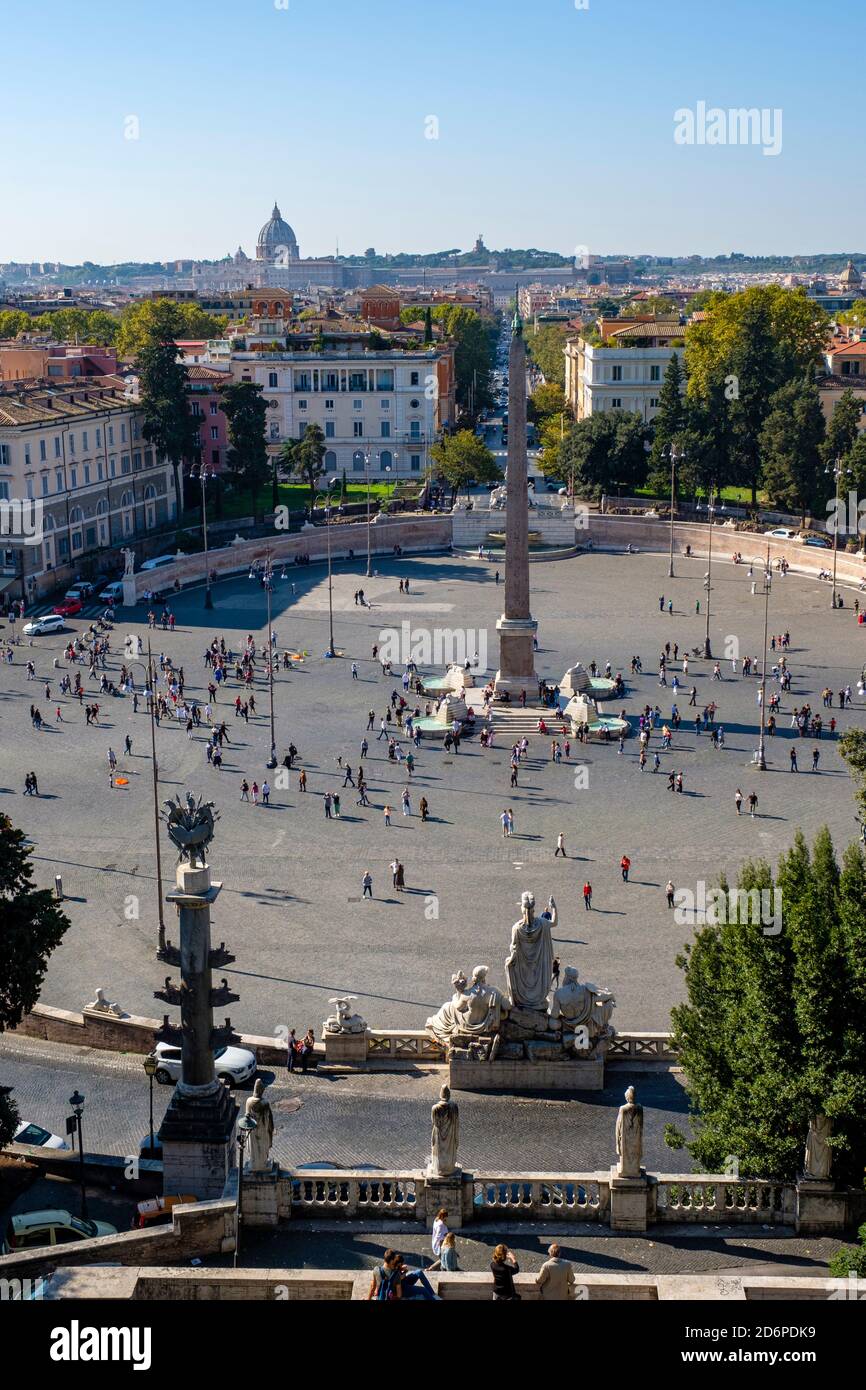 Obelisco di Popolo, Obelisco di Flaminio, Piazza del Popolo, Piazza pubblica di Roma Foto Stock