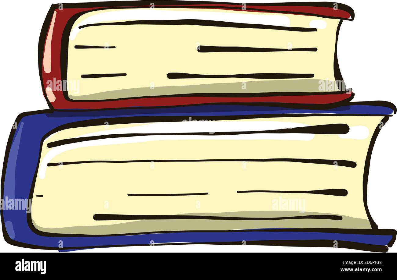 Due libri, illustrazione, vettore su sfondo bianco. Illustrazione Vettoriale