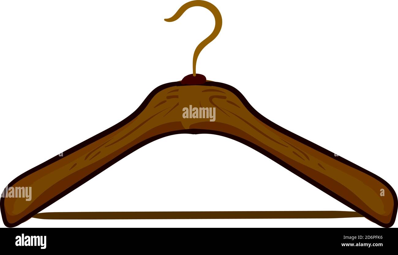 Appendiabiti in legno, illustrazione, vettore su sfondo bianco. Illustrazione Vettoriale