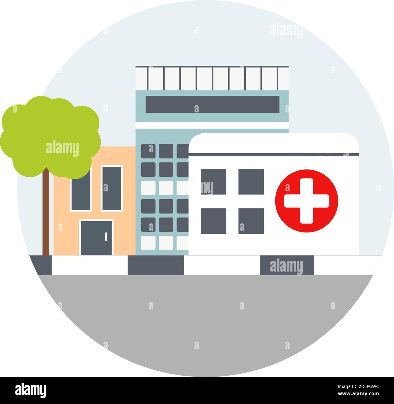 Edificio ospedaliero, illustrazione, vettore su sfondo bianco. Illustrazione Vettoriale