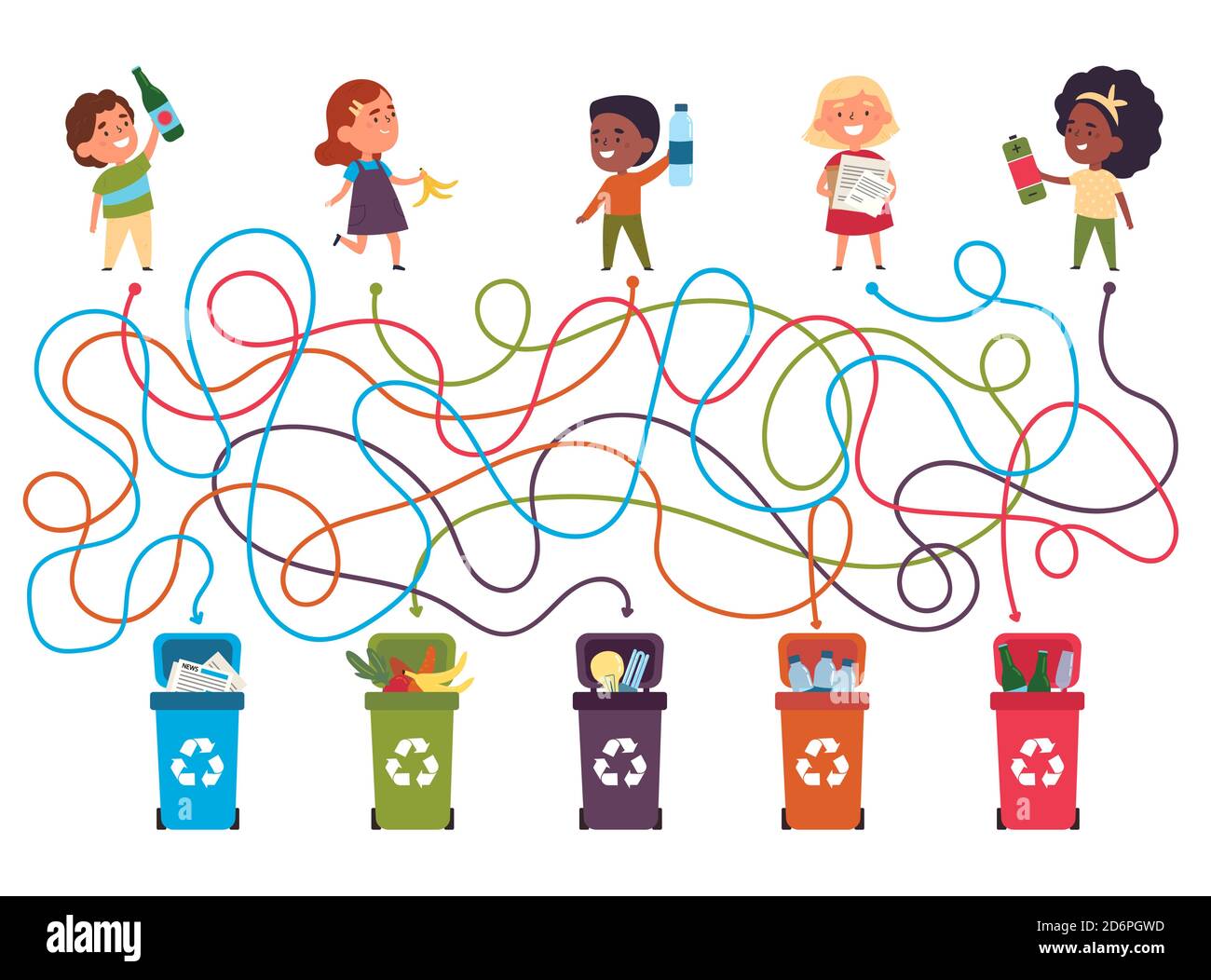 Riciclaggio mae per bambini con una soluzione Illustrazione Vettoriale