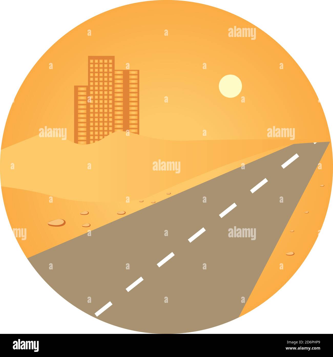 Desert Road, illustrazione, vettore su sfondo bianco. Illustrazione Vettoriale