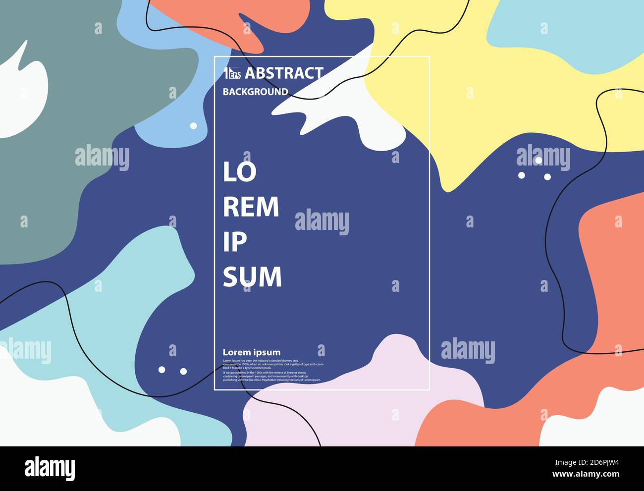 Disegno grafico astratto colorato senza fluido disegno modello di copertina sfondo modello. Decorare per annunci, poster, grafica, modello di disegno, stampa. Illustrazione Vettoriale