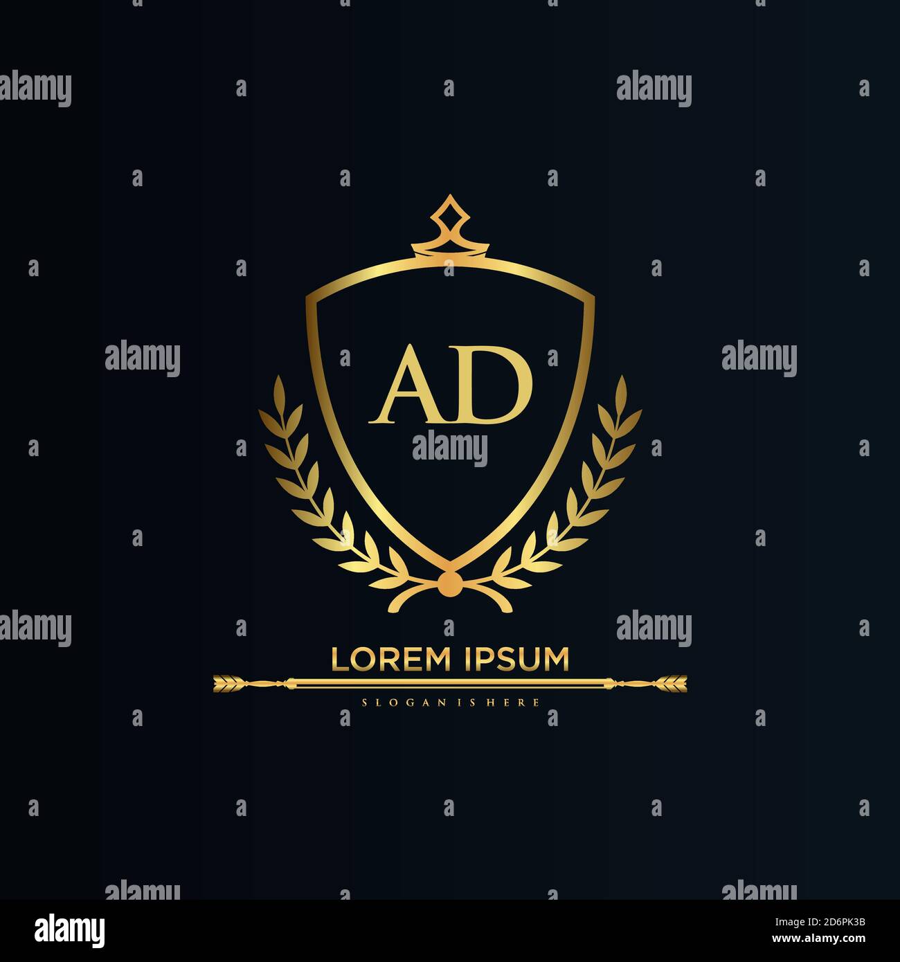 Initial Letter with Royal Template.Elegant with Crown logo vector, Creative lettering Logo Vector Illustration. Illustrazione Vettoriale