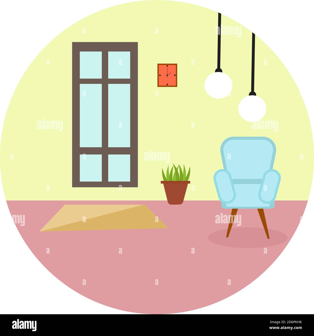 Soggiorno, illustrazione, vettore su sfondo bianco. Illustrazione Vettoriale