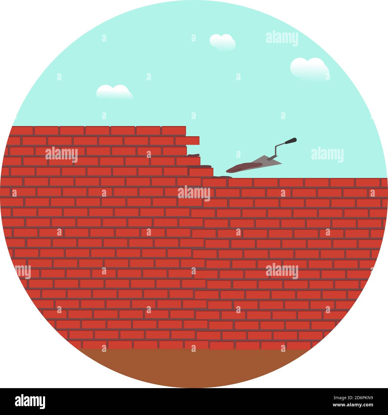 Costruzione di un muro, illustrazione, vettore su sfondo bianco. Illustrazione Vettoriale