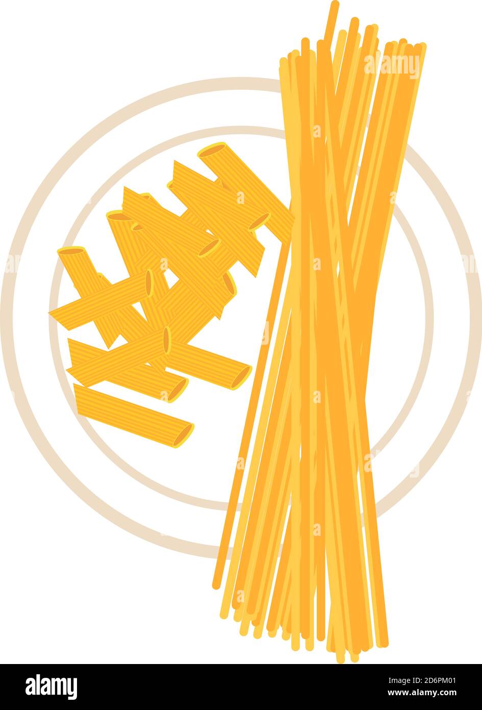 Pasta cruda, illustrazione, vettore su sfondo bianco. Illustrazione Vettoriale