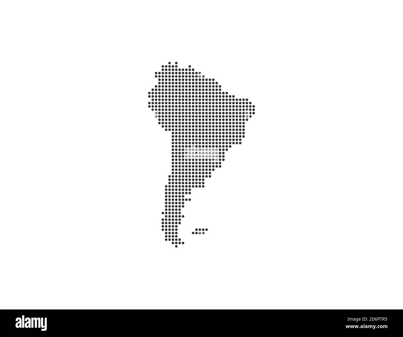 America del Sud, continente, mappa punteggiata su sfondo bianco. Illustrazione vettoriale. Illustrazione Vettoriale