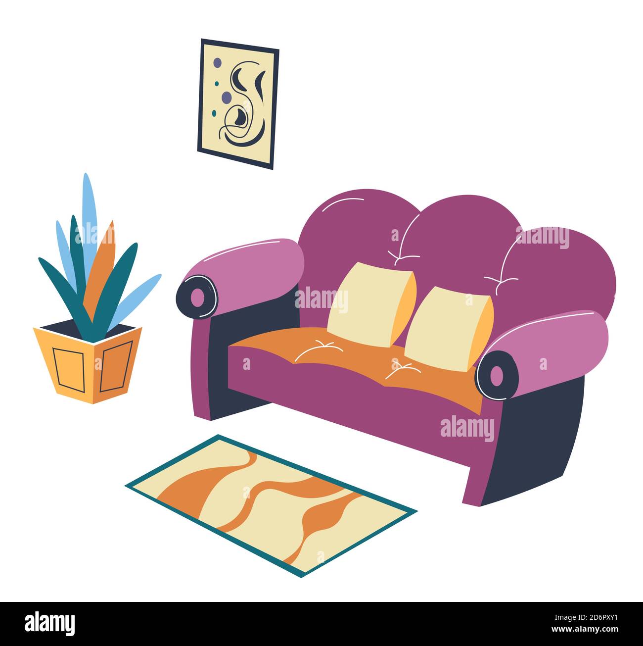 Soggiorno o salotto interni di design, loft scandinavo Illustrazione Vettoriale