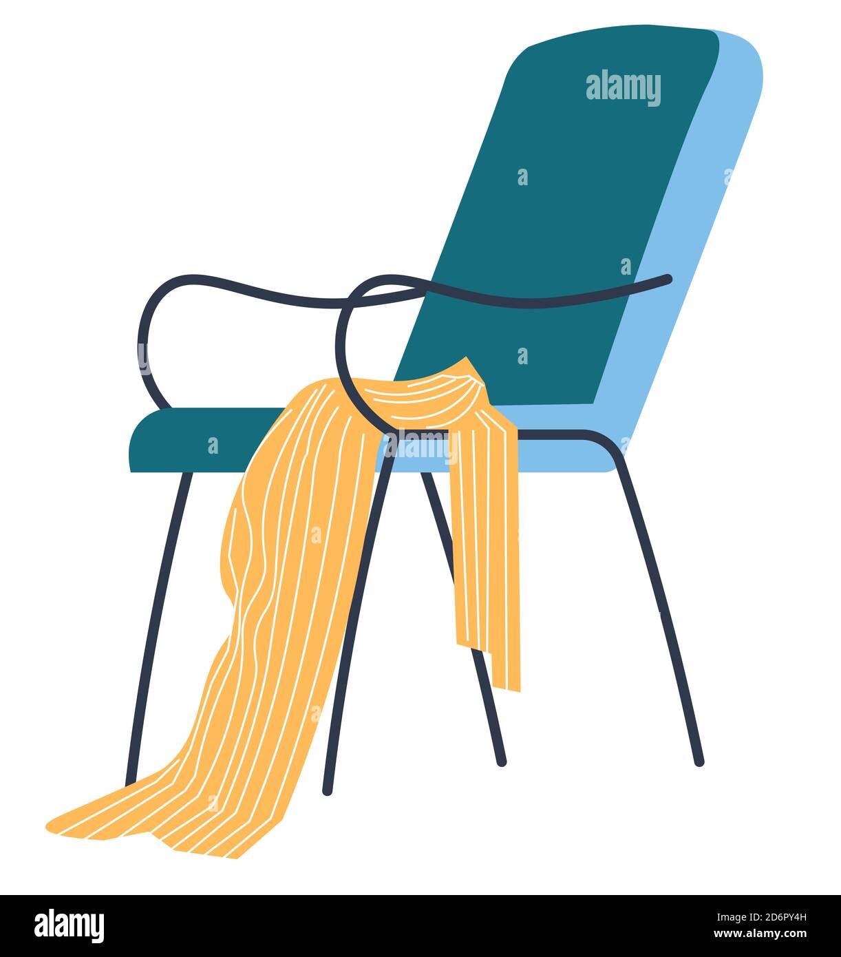 Poltrona minimalista e morbido plaid o vettore coperta Illustrazione Vettoriale