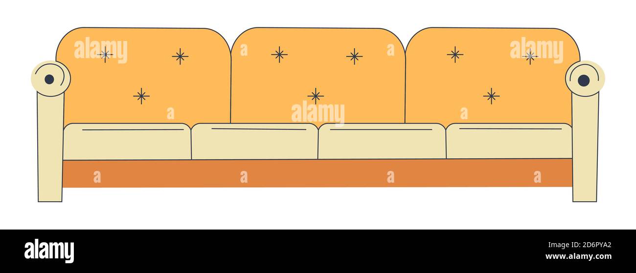 Divano con comodi cuscini, mobili per interni Illustrazione Vettoriale