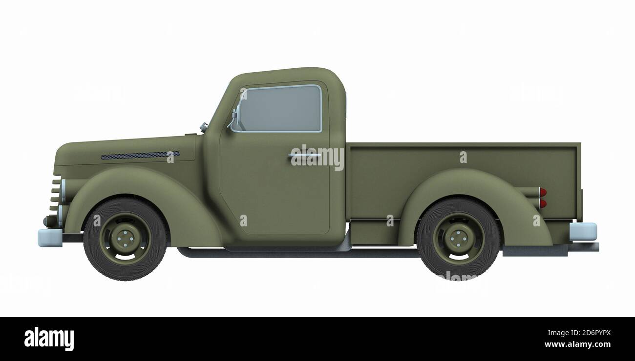 furgone militare: vista laterale dell'illustrazione 3d. Foto Stock