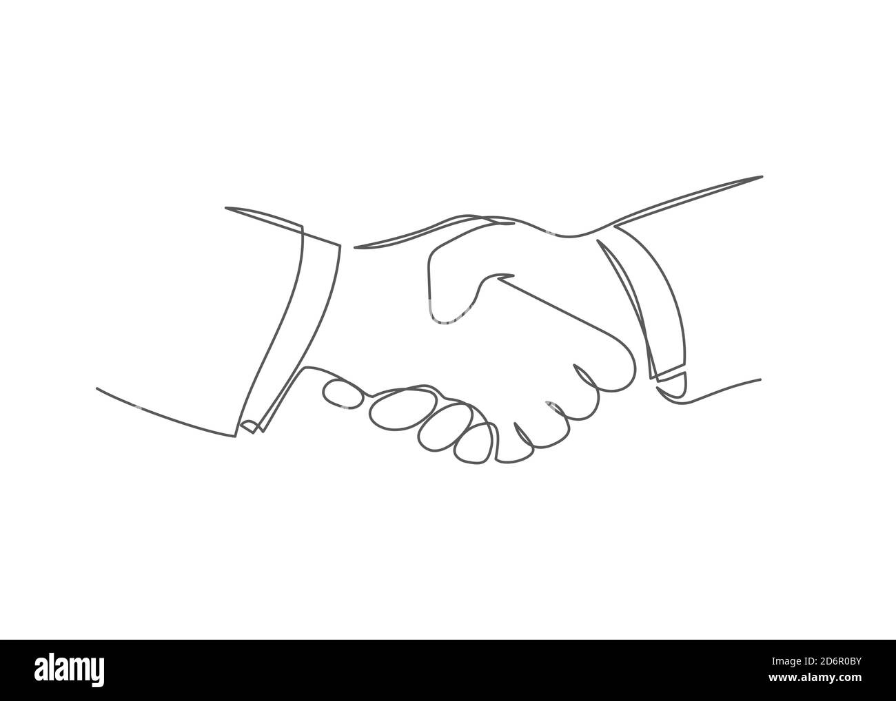 Handshake di un disegno di linea handshake vettoriale in stile di linea su sfondo bianco Illustrazione Vettoriale