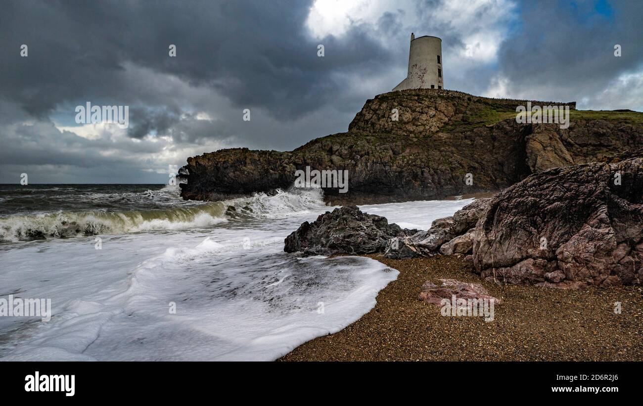 Faro di Llanddwyn, Isola di Llanddwyn, Anglesey Foto Stock