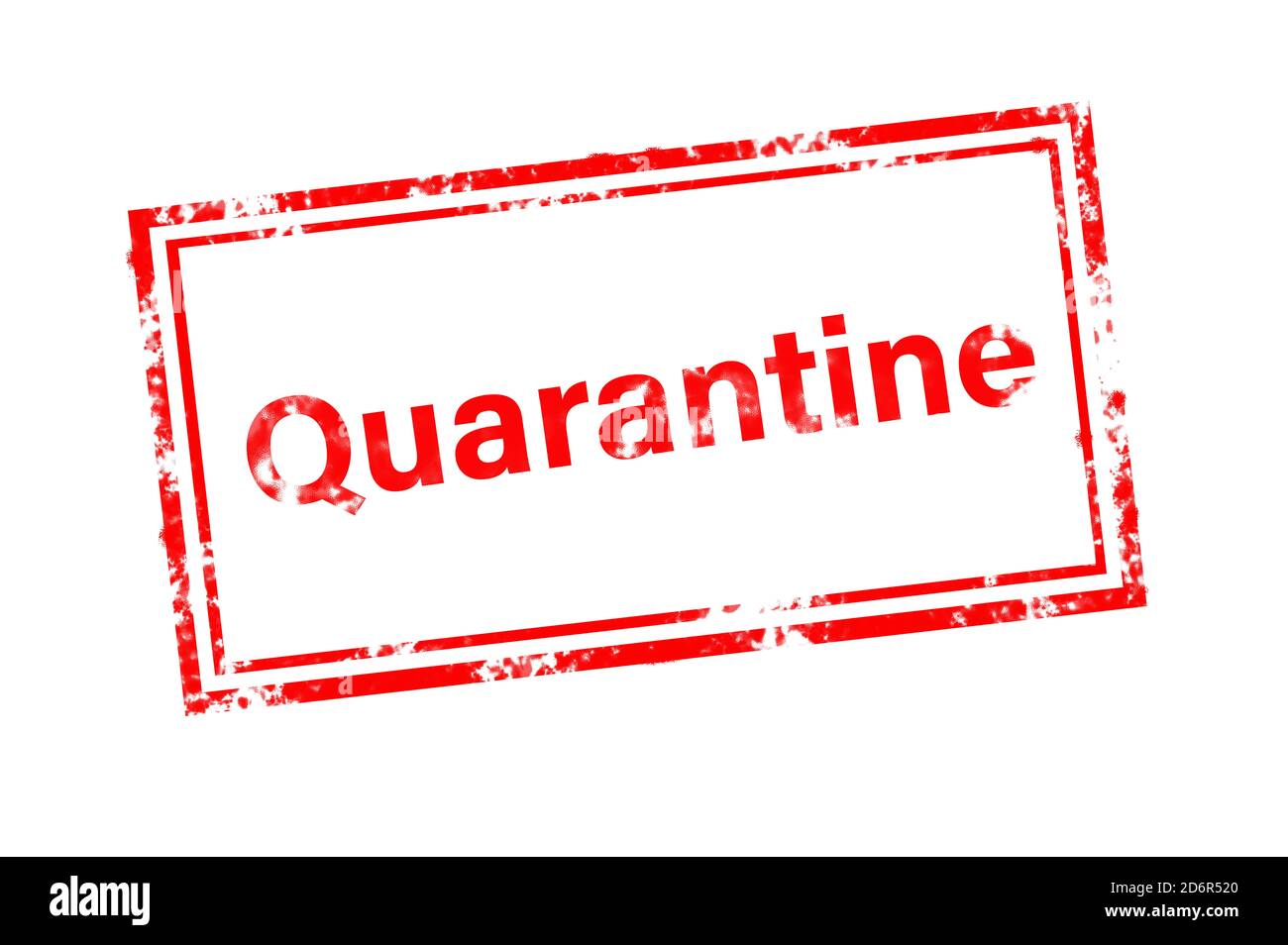Quarantena - testo con timbro di gomma rosso, immagine concettuale Foto Stock