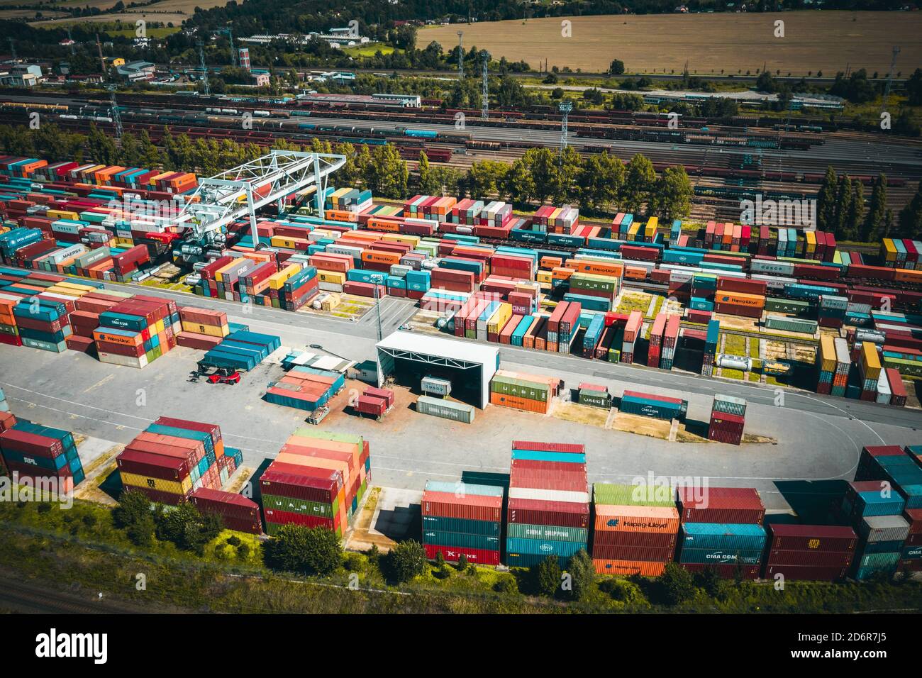 Ceska Trebova è il terzo terminal per il trasporto di container della Repubblica Ceca. Consente la movimentazione di un massimo di 6000 contenitori. Foto Stock