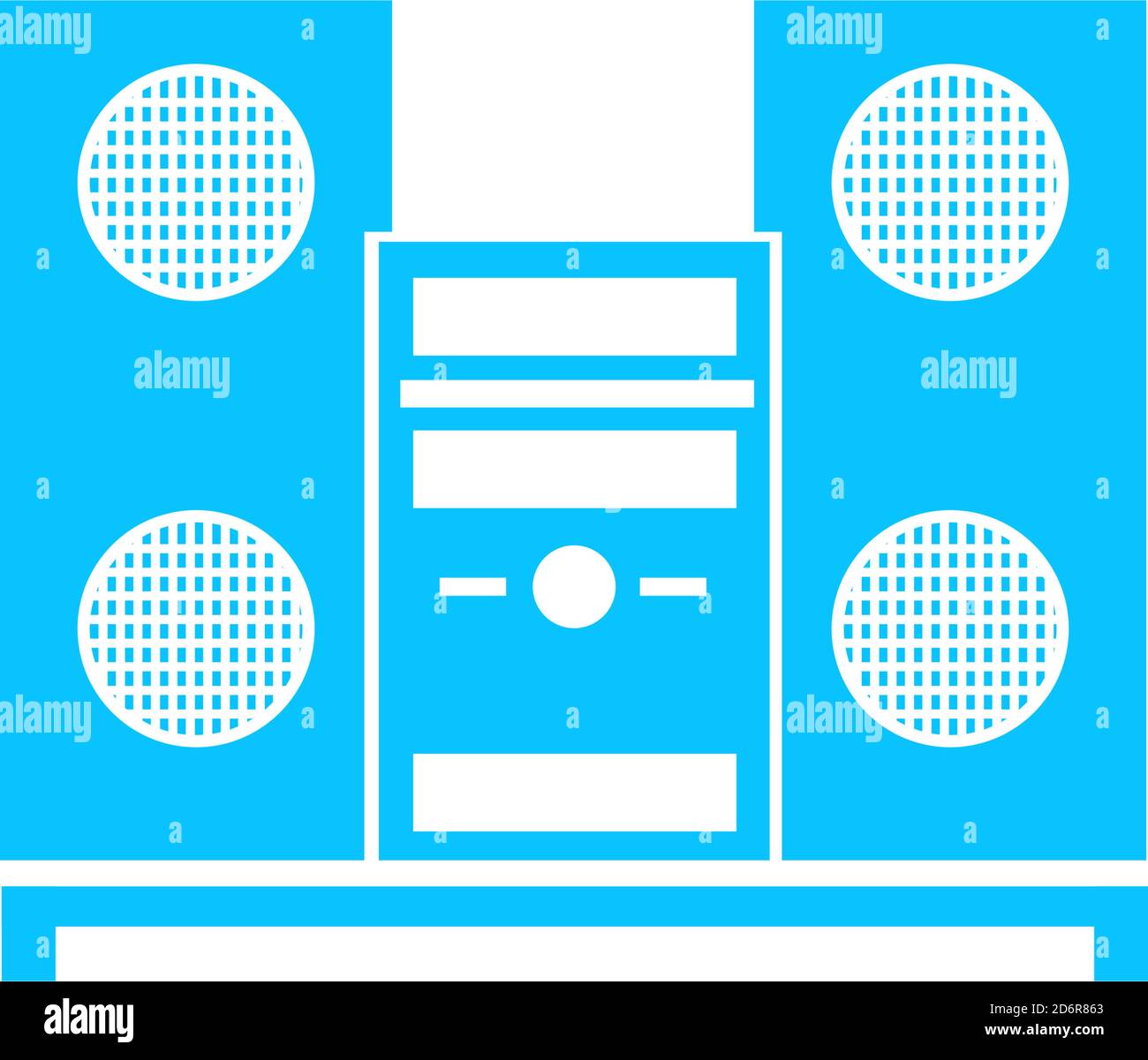 Icona di Music Center piatta. Pittogramma blu su sfondo bianco. Simbolo dell'illustrazione vettoriale Illustrazione Vettoriale