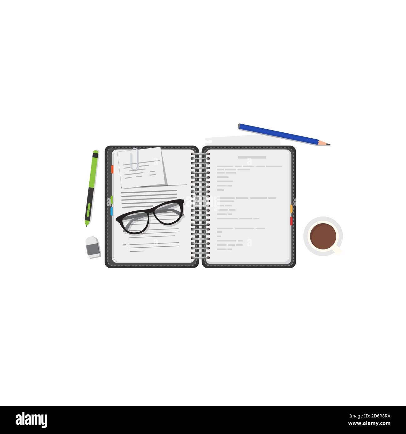 Diario notebook con penna Illustrazione Vettoriale
