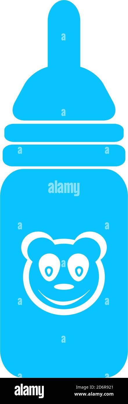 Icona del biberon piatta. Pittogramma blu su sfondo bianco. Simbolo dell'illustrazione vettoriale Illustrazione Vettoriale
