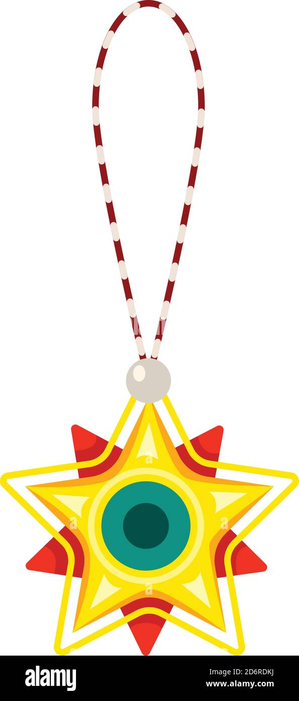 Icona della stella del giocattolo di Natale. Cartoon di natale giocattolo stella vettore icona per web design isolato su sfondo bianco Illustrazione Vettoriale