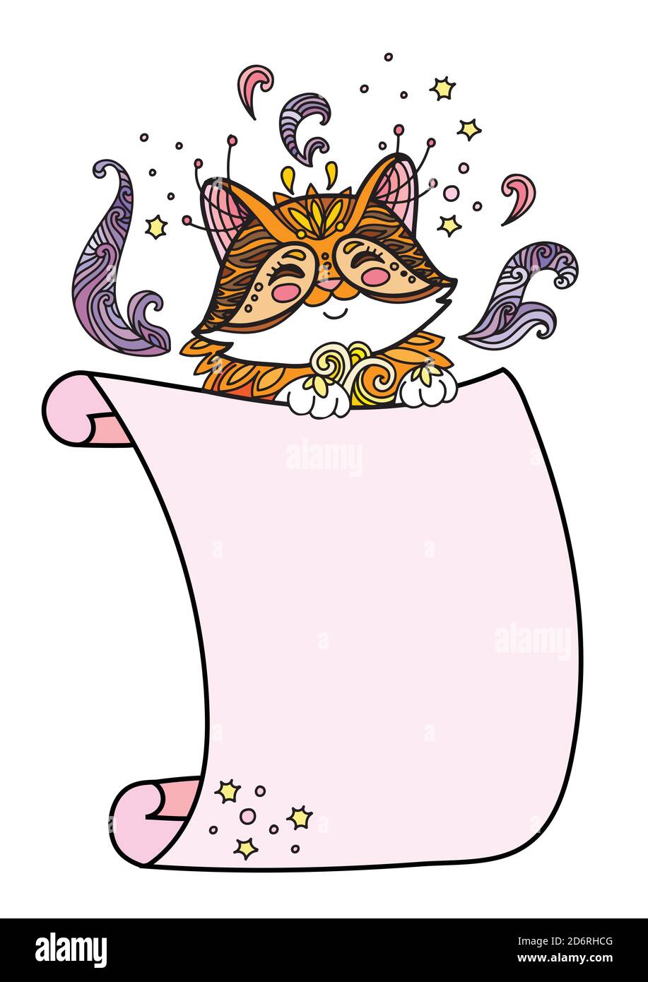 Carino gatto kawaii con maschera di segno vuoto Illustrazione Vettoriale