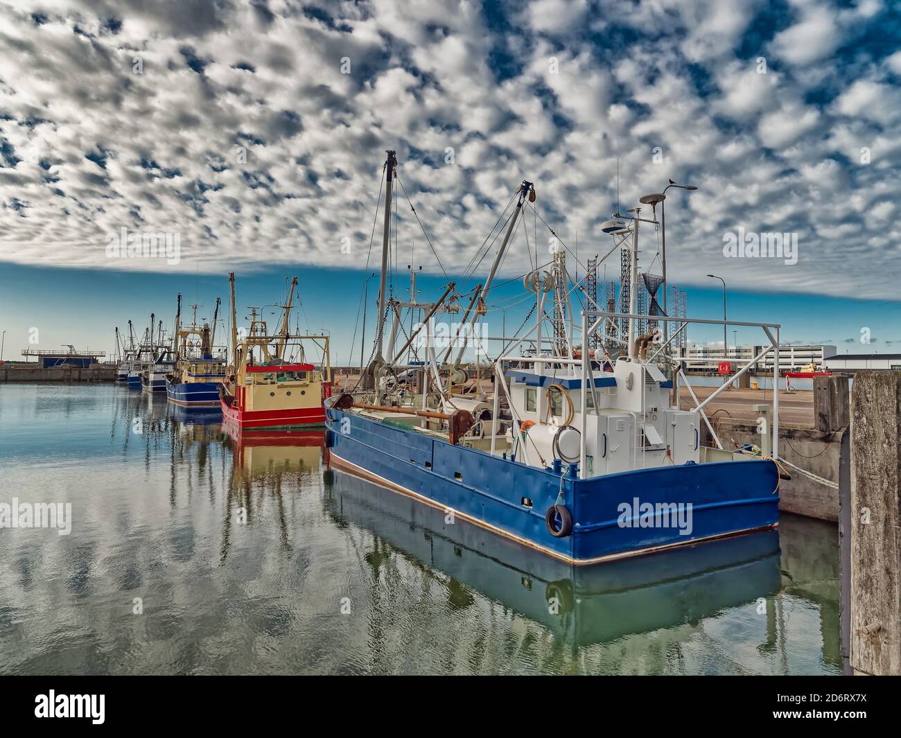 Navi da pesca nel porto di Esbjerg, Danimarca Foto Stock