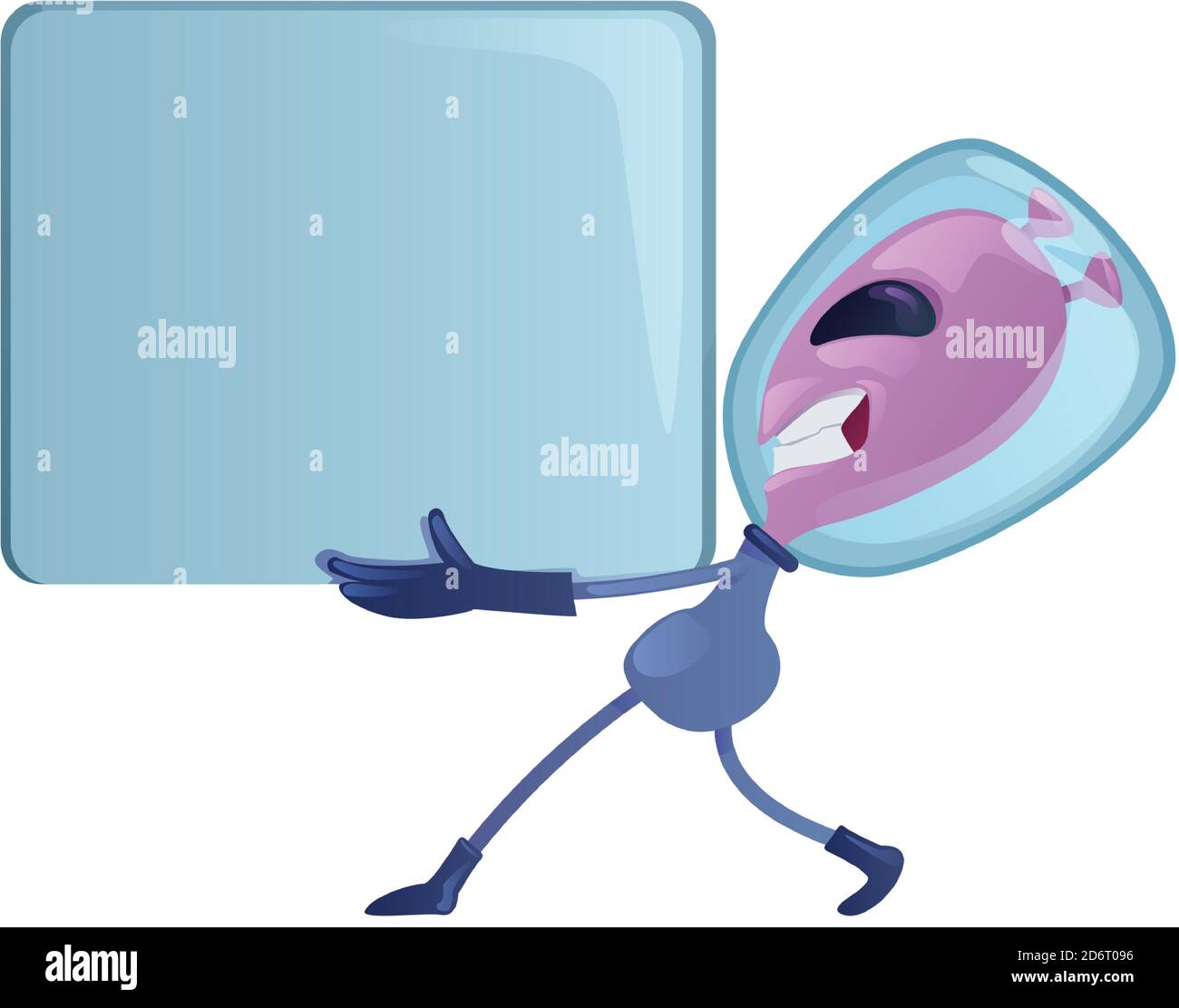 Alieno con banner vuoto cartoni animati vettore illustrazione Illustrazione Vettoriale