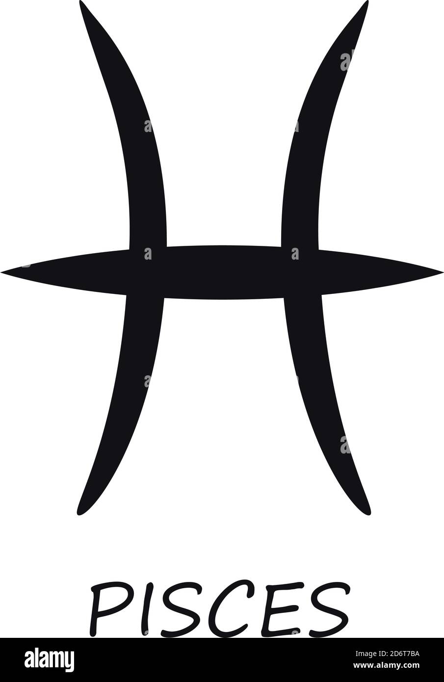 Figura vettoriale nera del segno zodiacale dei Pesci Illustrazione Vettoriale