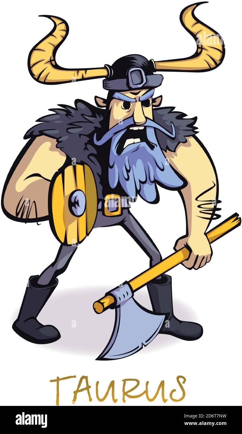 Taurus zodiac segno uomo piatto cartoon illustrazione vettoriale Illustrazione Vettoriale
