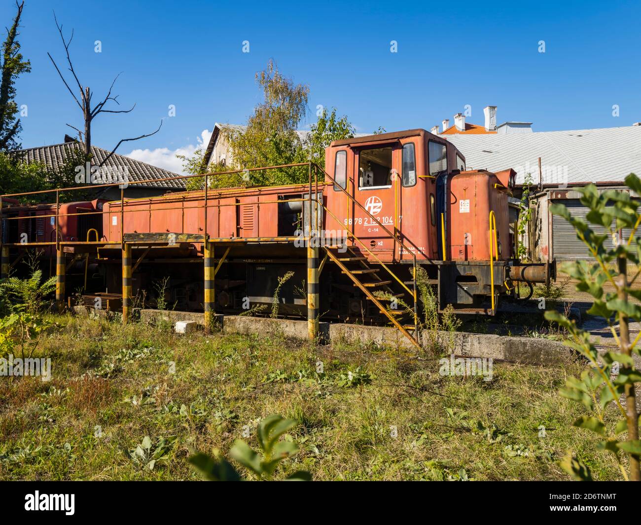Abbandonato derelict loco locomotiva a Rijeka in Croazia Europa Foto Stock