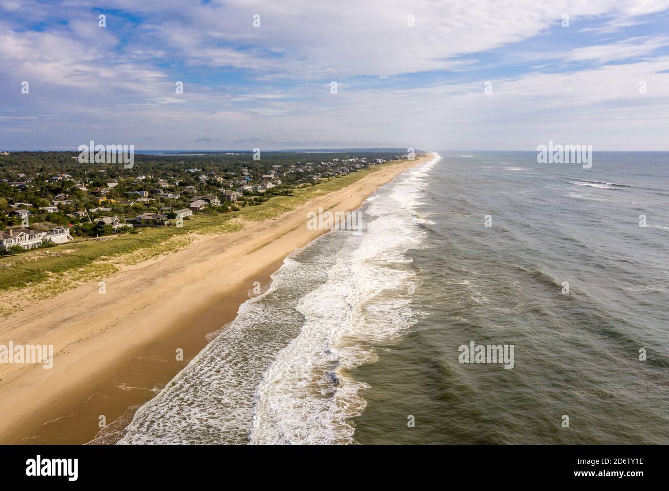 Immagine aerea della spiaggia di Amagansett e dell'Oceano Atlantico Foto Stock