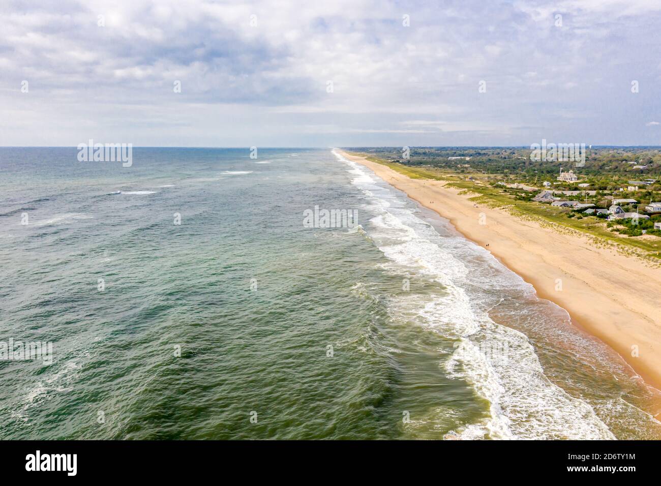 Immagine aerea della spiaggia di Amagansett e dell'Oceano Atlantico Foto Stock