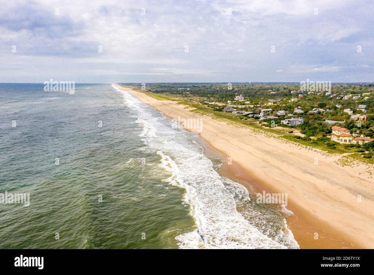 Immagine aerea della spiaggia di Amagansett e dell'Oceano Atlantico Foto Stock