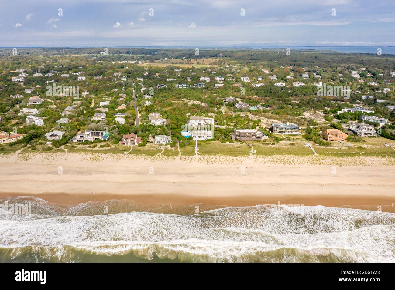 Immagine aerea della spiaggia di Amagansett e dell'Oceano Atlantico Foto Stock