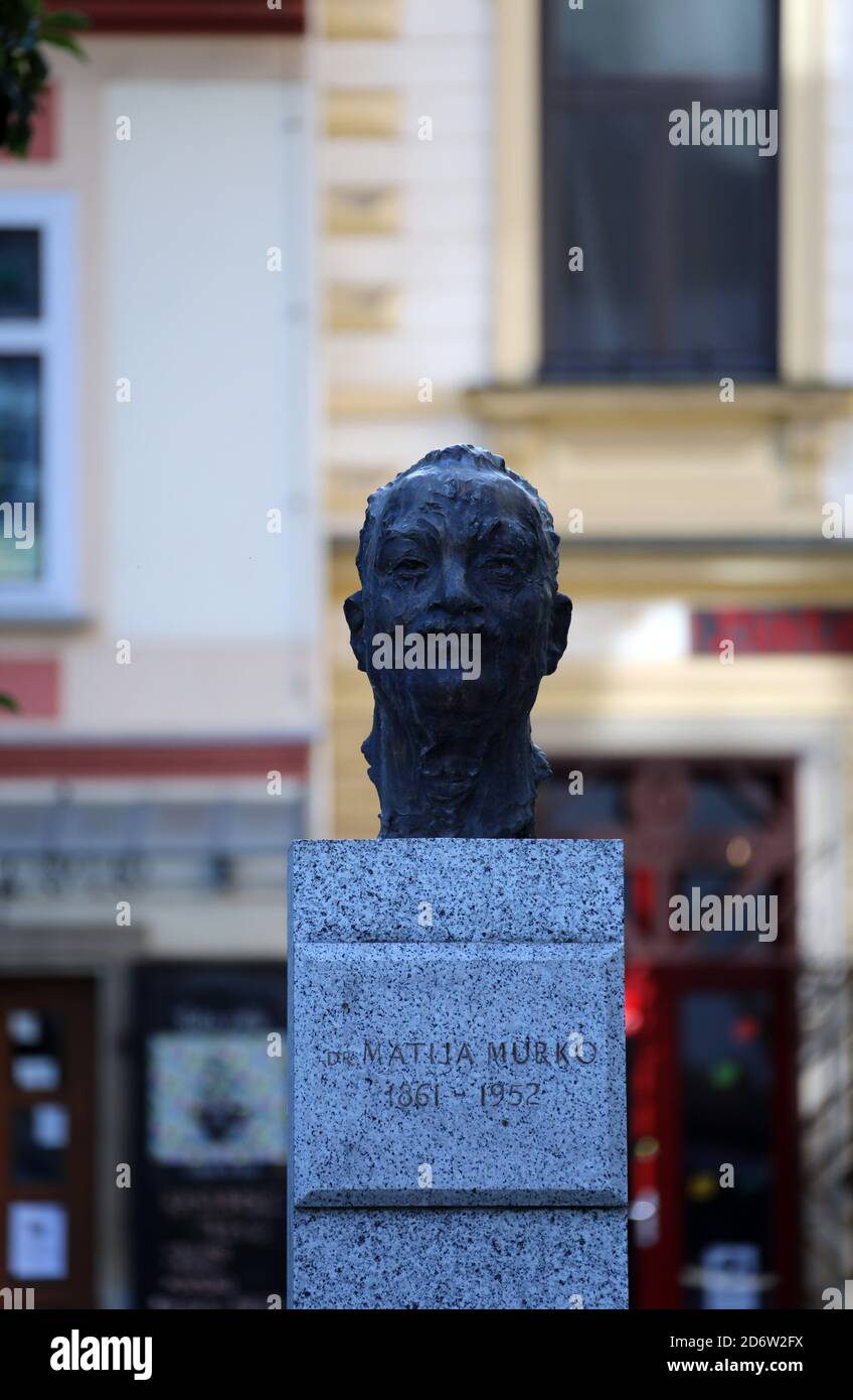 Busto della studiosa Matija Murko al di fuori dell'Università Maribor Foto Stock