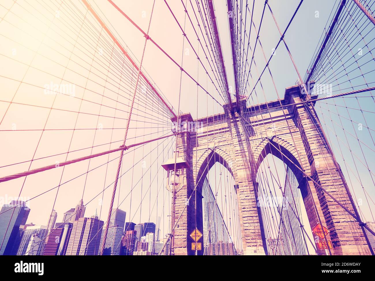 Immagine vintage di Brooklyn Bridge, New York City, USA. Foto Stock