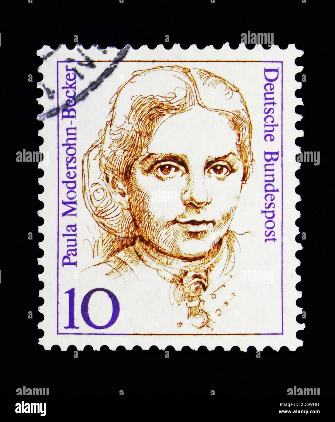 MOSCA, RUSSIA - 13 MAGGIO 2018: Un francobollo stampato nella Repubblica federale di Germania mostra Paula Modersohn-Becker (1876-1907), pittore, Donne in tedesco Histo Foto Stock